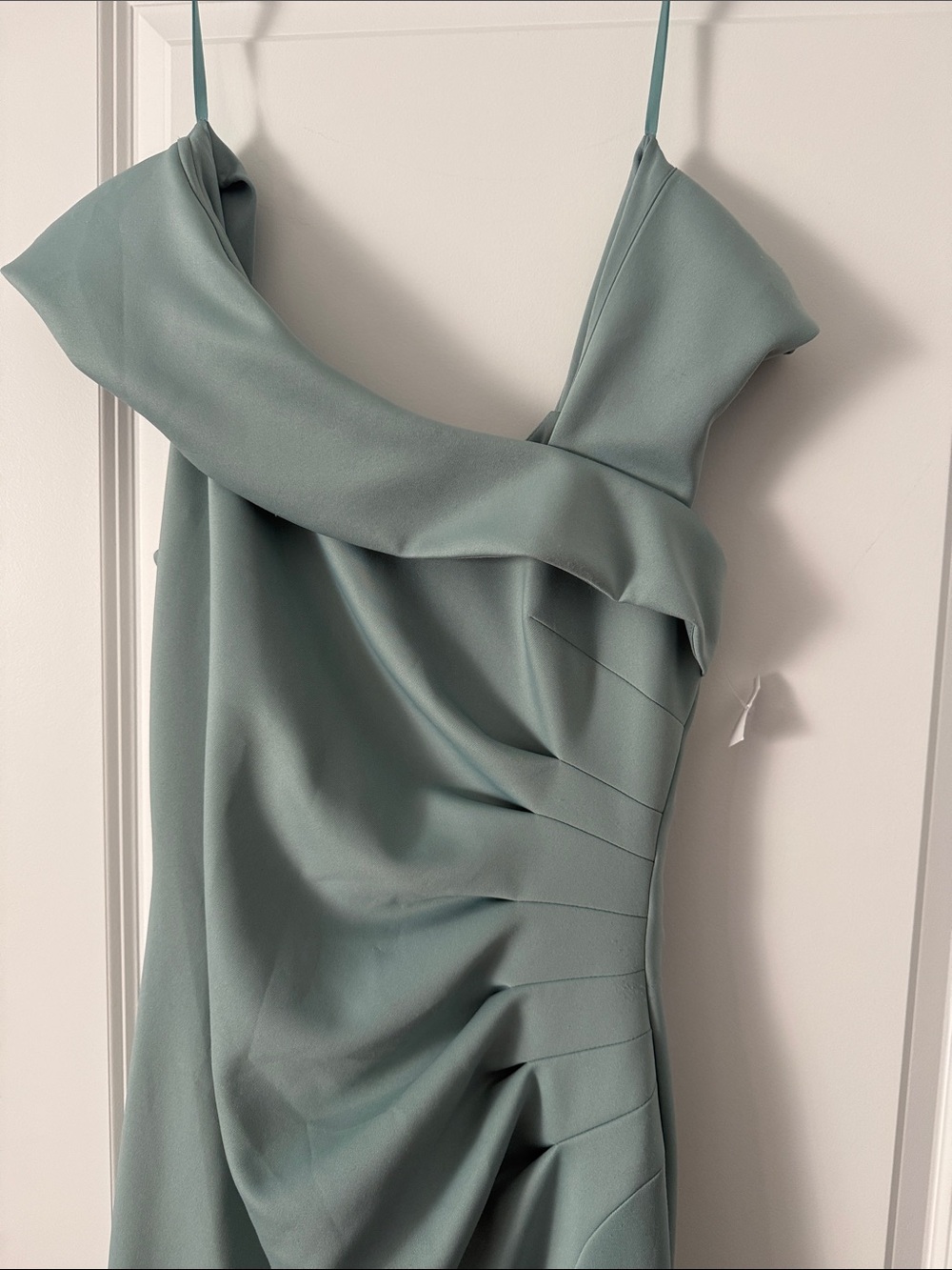 Xscape Evenings Asymmetric Neck Scuba
Knit Trumpet Gown - Picture 7 of 9